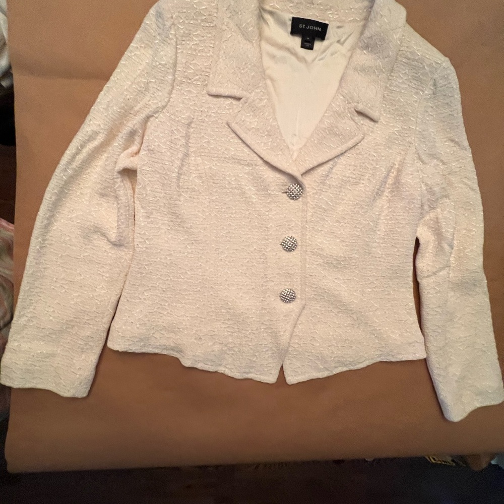 St. John Cream Textured Blazer